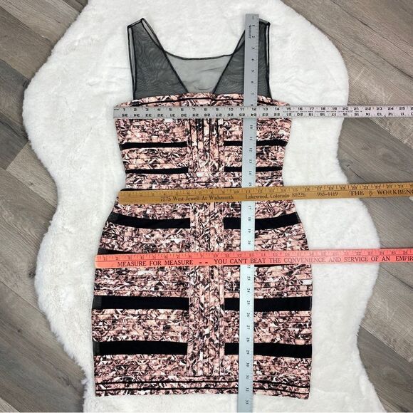 BCBGMaxAzria Brenda Bandage Dress Patterned Black Pink 4 Sleeveless Sheer Top - Picture 14 of 14